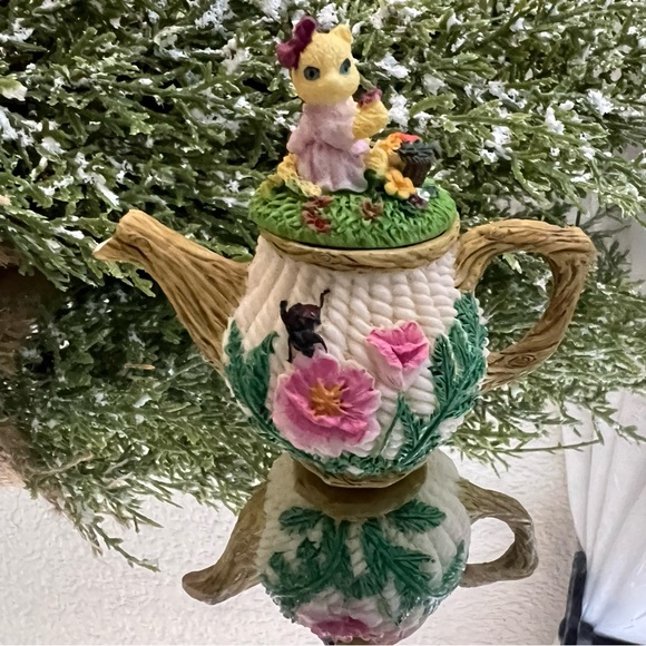 🫖 Vintage 1997 Miniature Teapot w Cat & Flowers - Picture 3 of 8